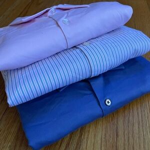 Bundle of Men’s Shirts - Pink, Striped, and Blue